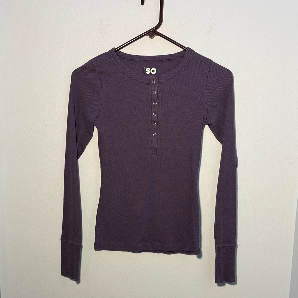 SO Women's Purple Long Sleeve Henley